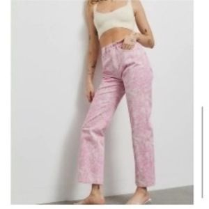 BDG Urban Outfitters Pink Print Cowboy Jeans Straight Leg 27x27.5‎